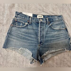 Agolde Blue Jean Shorts Distressed Cut-Off Style